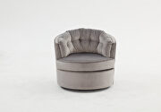 Silver gray velvet modern leisure swivel accent chair additional photo 5 of 13