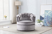 Silver gray velvet modern leisure swivel accent chair by La Spezia additional picture 10