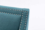 Accent armchair living room chair, teal linen additional photo 2 of 17