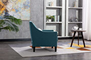 Accent armchair living room chair, teal linen additional photo 3 of 17