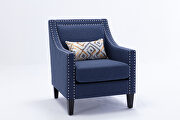 Accent armchair living room chair, navy linen additional photo 3 of 16