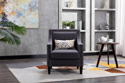 Accent armchair living room chair, charcoal linen additional photo 4 of 15