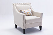 Accent armchair living room chair, beige linen additional photo 2 of 16