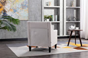 Accent armchair living room chair, beige linen additional photo 5 of 16