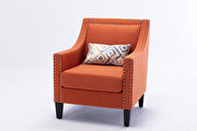Accent armchair living room chair, orange linen additional photo 2 of 13