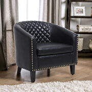 Accent barrel chair living room chair with nailheads and solid wood legs black pu leather by La Spezia additional picture 11