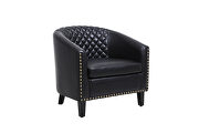 Accent barrel chair living room chair with nailheads and solid wood legs black pu leather by La Spezia additional picture 7
