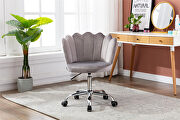 Gray velvet fabric and silver feet base swivel office chair by La Spezia additional picture 3