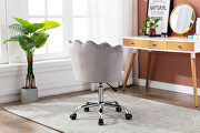 Gray velvet fabric and silver feet base swivel office chair by La Spezia additional picture 4