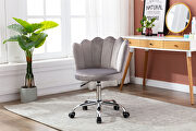 Gray velvet fabric and silver feet base swivel office chair by La Spezia additional picture 5