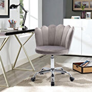 Gray velvet fabric and silver feet base swivel office chair by La Spezia additional picture 7