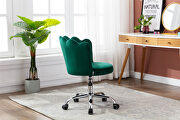 Green velvet fabric and silver feet base swivel office chair by La Spezia additional picture 4