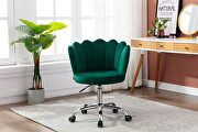 Green velvet fabric and silver feet base swivel office chair by La Spezia additional picture 5