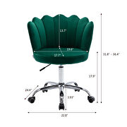 Green velvet fabric and silver feet base swivel office chair by La Spezia additional picture 9