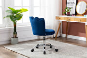 Navy velvet fabric and silver feet base swivel office chair by La Spezia additional picture 7