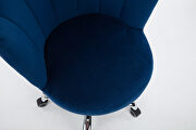 Navy velvet fabric and silver feet base swivel office chair by La Spezia additional picture 10