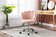 Pink velvet fabric and silver feet base swivel office chair by La Spezia additional picture 2