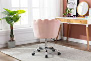 Pink velvet fabric and silver feet base swivel office chair by La Spezia additional picture 11