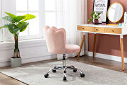 Pink velvet fabric and silver feet base swivel office chair by La Spezia additional picture 7