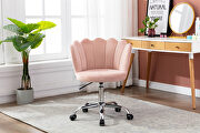 Pink velvet fabric and silver feet base swivel office chair by La Spezia additional picture 8