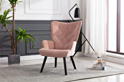 Accent chair living room/bed room, modern leisure chair pink velvet fabric additional photo 2 of 17