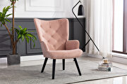 Accent chair living room/bed room, modern leisure chair pink velvet fabric additional photo 5 of 17