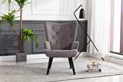 Accent chair living room/bed room, modern leisure chair silver gray velvet fabric by La Spezia additional picture 7
