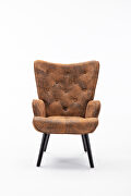 Accent chair living room/bed room, modern leisure chair coffee color microfiber fabric additional photo 2 of 18