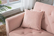 Loveseat sofa with rose gold metal feet and pink velvet additional photo 3 of 17