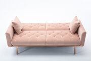 Loveseat sofa with rose gold metal feet and pink velvet additional photo 5 of 17
