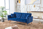 Loveseat sofa with rose gold metal feet and navy velvet by La Spezia additional picture 7