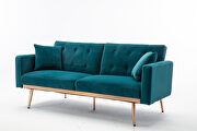 Loveseat sofa with rose gold metal feet and teal velvet by La Spezia additional picture 16