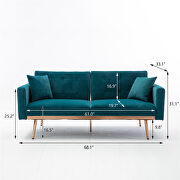 Loveseat sofa with rose gold metal feet and teal velvet by La Spezia additional picture 20