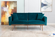 Loveseat sofa with rose gold metal feet and teal velvet additional photo 4 of 19