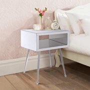 Mirror nightstand, end/ side table in white finish by La Spezia additional picture 15