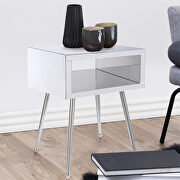 Mirror nightstand, end/ side table in white finish by La Spezia additional picture 7