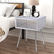 Mirror nightstand, end/ side table in white finish by La Spezia additional picture 9