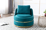 Teal velvet swivel accent barrel chair additional photo 4 of 16