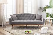 Loveseat sofa with stainless feet gray velvet by La Spezia additional picture 5