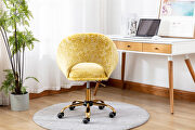 Modern leisure swivel office chair yellow velvet by La Spezia additional picture 11