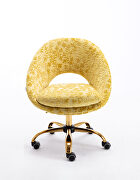 Modern leisure swivel office chair yellow velvet additional photo 3 of 13