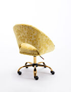 Modern leisure swivel office chair yellow velvet additional photo 5 of 13