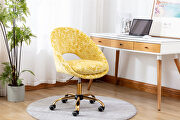 Modern leisure swivel office chair yellow velvet by La Spezia additional picture 8