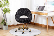 Modern leisure swivel office chair black velvet by La Spezia additional picture 6