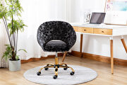 Modern leisure swivel office chair black velvet by La Spezia additional picture 7