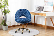 Modern leisure swivel office chair navy velvet by La Spezia additional picture 4