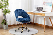 Modern leisure swivel office chair navy velvet by La Spezia additional picture 7