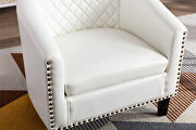 Accent barrel chair living room chair with nailheads and solid wood legs white pu leather by La Spezia additional picture 5