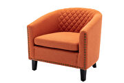 Orange linen accent barrel chair living room chair additional photo 4 of 14