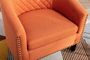 Orange linen accent barrel chair living room chair additional photo 5 of 14